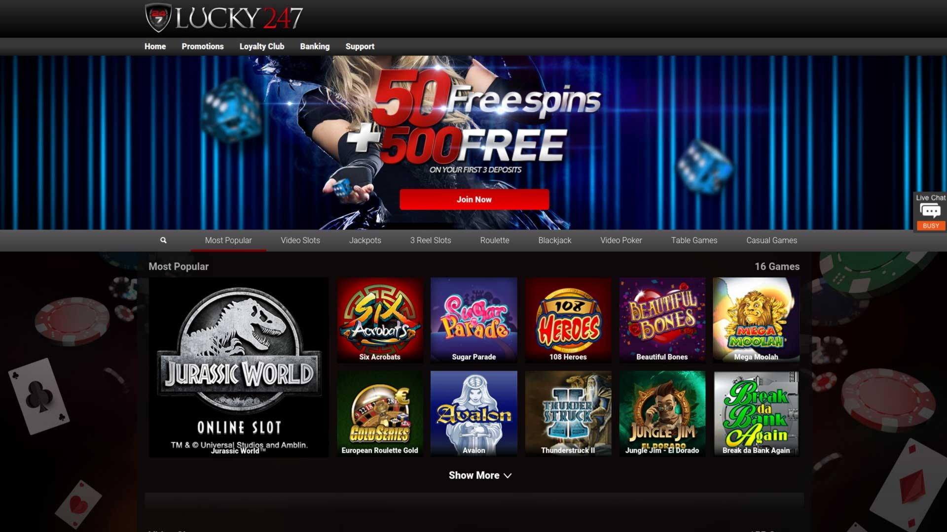 285 FREE Spins at Mega Casino